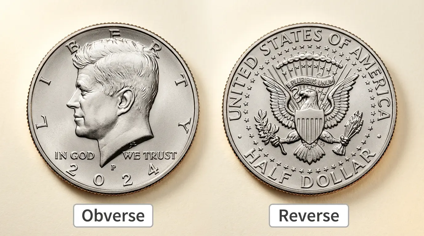 2024 Kennedy Half Dollar obverse and reverse side by side
