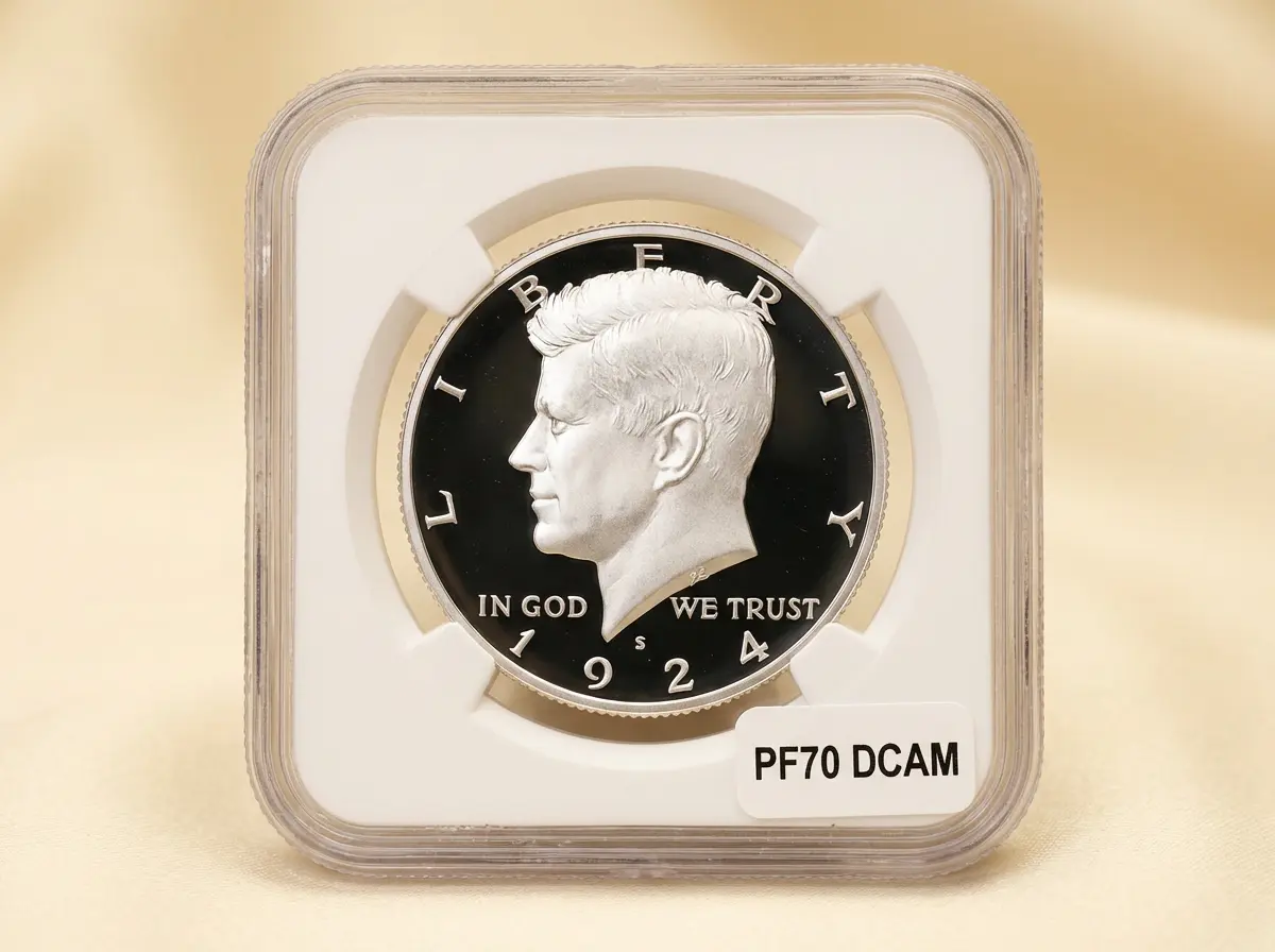 2024-S Kennedy Half Dollar Silver Proof PF70 Ultra Cameo showing mirror fields and frosted portrait