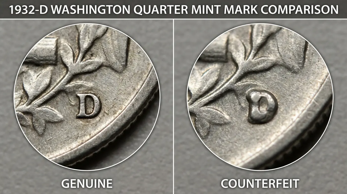 washington genuine vs fake mintmark 17625