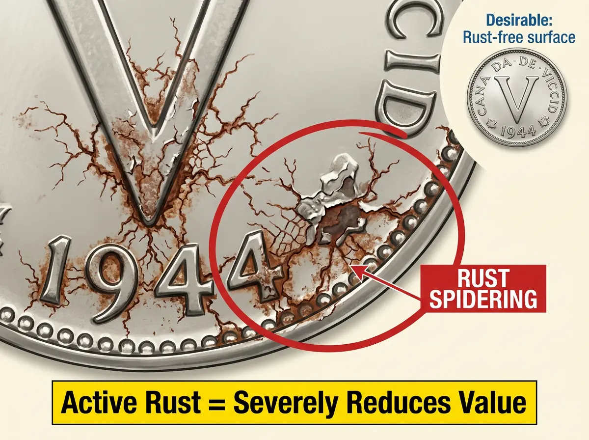 Nickel Rusting 1944 Canadian Nickel Value: What Is Your Victory 5-Cent Coin Worth ...